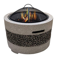 Fire Pit with Grill Shelf Garden Patio Heater//Ice Pit Fashionable and Artistic Magnesium Oxide Base Used for Outdoor Garden Barbecue Camping (Grey)