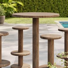 Modway Neo Round Wood Patio Bar Table and Stools Set in Cocoa Brown - 5-Piece Indoor/Outdoor Modern High Top Bar Set for Patio Or Kitchen