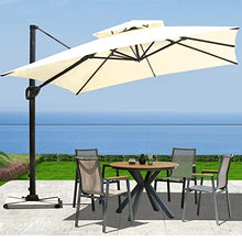 LOERSS Large Cantilever Umbrella,Outdoor Rectangle Umbrella,Heavy Duty Sun Umbrella,Windproof Offset Umbrella,Patio Umbrella,for Garden Deck Pool Patio(3m/9.8ft,米白)