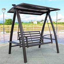 HAOKAZLBR Large Outdoor Porch Swing Garden Patio Swing Chair Porch Swing with Stand Outside Furniture Outdoor Swing Chair, Waterproof Solar Power Supply Thickening Cushion Rocking Chair
