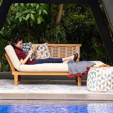 Cambridge Casual Chester Teak Wood Outdoor Convertible Sofa Daybed – 3-in-1 Patio Couch, Outdoor Futon Sofa Bed with Cream All-Weather Wicker & Tan Cushion