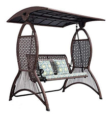 HAOKAZLBR Large Outdoor Porch Swing Garden Patio Swing Chair Porch Swing with Stand Outside Furniture Outdoor Sunshade Swing Chair, Rattan Adjustable Ceiling with Cushion Armchair