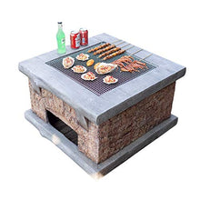 Outdoor Fire Pit Imitation Stone Outdoor Firewood Brazier, Fire Pit with Spark Screen, Waterproof Cover, Poker, Square Fire Pit in Backyard Garden of Terrace (Color : Kit-2) (Kit 1)