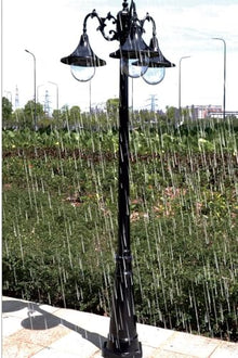 CUTPOIY 3-Lights Pillar Lamp Outside Pole Lantern Rainproof Fence Post Lighting for Backyard Garden (Black-122.05)