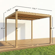Outsunny Louvered Pergola with Solar LED Lights 10' x 10' Nature Wood