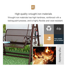 Double Patio Porch Swing, Wrought Iron Hammock Chair with Stand(White)