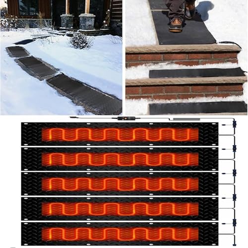 YTNGTT Snow Melting Mat for Outdoor Use - Anti-Skid Rubber Snow and Ice Melting Pad for Stairs, Doorways, Walkways, and Driveways(30x90cmx5Pcs)