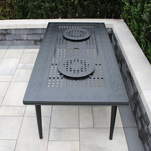 Oakland Living Modern Outdoor Mesh Aluminum Black 84-in Rectangle Large Patio Dining Table with Two Lazy Susans