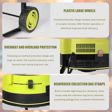 ZHLINGQ 2500W Electric Leaf Mulcher, Garden Leaf Shredder Chipper, 8000RPM Tree Branches Crusher, 17:1 Reduction, Composting Machine with Wheels and Collection Bag, for Home Use and Farms NoPowerCord