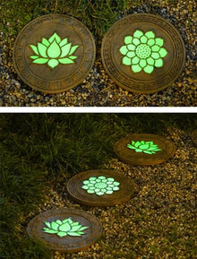 Innovz Glow in The Dark Round Stepping Stone Set, Outdoor Luminous Lotus Stepping Stone Path Pavers, Home Villa Garden Patio Stones for Decorative Ground (Color : Style 2, Size : 5pcs)