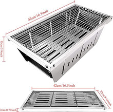NEWCES Safety Certification Foldable Campfire Grill Portable Camping Barbeque Grill Outdoor Charcoal Barbecue Grills Smoker BBQ Grill Rack Stainless Steel Barbecue Grill