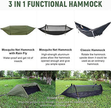Portable Camping Hammock, Waterproof Hammock with Mosquito Net and Rain Fly, 3 in 1 Function Lightweight Hammock Tent, for Travel Picnic Hiking (Color : D, Size : 270x140cm)