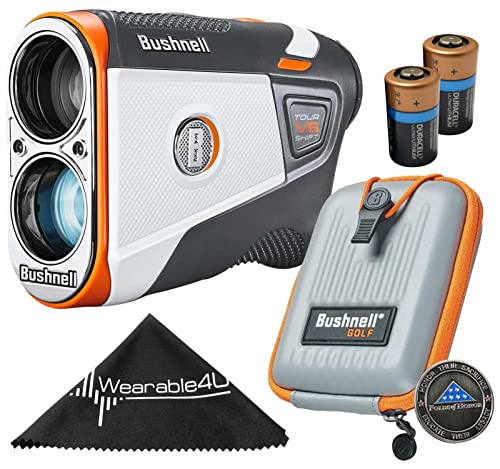 Wearable4U Bushnell Tour V6 Shift Patriot Pack Laser Golf Rangefinder Bundle + Extra Battery