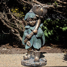 Zaer Ltd. Large Magnesium Fairy Statues for Outdoor Use (Standing Fairy with Flower Tato)