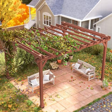 11'x12.5' Wooden Pergola Built-in Grape Trellis Design, Weather-Resistant Construction for Outdoor Longevity