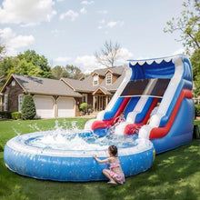 24FT Commercial Water Slide for Adults Kids (700lbs Capacity) (13ft Giant Pool) 100% Heavy Duty PVC Inflatable Water Slide for Backyard Outdoor Party Fast Drainage, NO Blower, 24x13x13ft