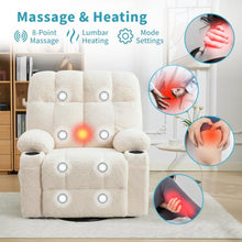 IDEALHOUSE Oversized Rocking Recliner Chair with Heat and Massage, Beige