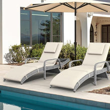 YITAHOME Patio Chaise Lounge Chair Set of 2, Wicker Chaise Lounge Outdoor Rattan Reclining Chair with Armrests/Pull-Out Cup Holder/5-position backrest/Cushion & Headrest-Beige