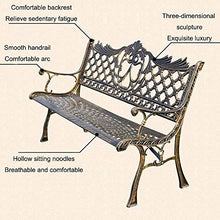 Outdoor Garden Bench, Outdoor Furniture Cast Iron Porch Bench, Anti-Rust Iron Art Leisure Terrace Bench, Suitable for Deck/Lawn/Street(Carved Green)