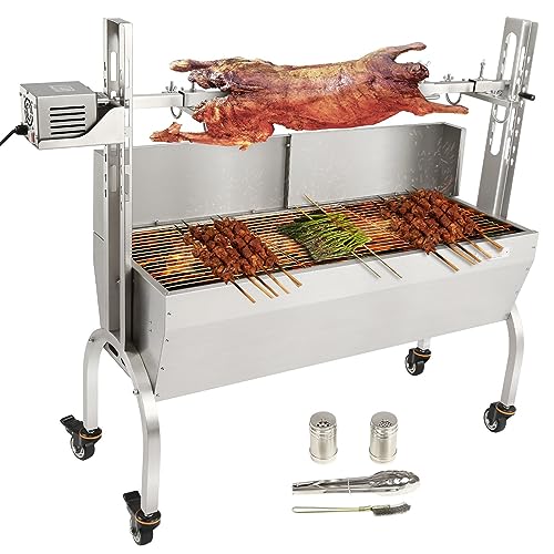WactO 50W 132LBS Roaster Spit Rotisserie BBQ Grill for Pig, Lamb, and Chicken