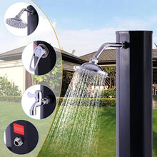 HUXUZYDY Outdoor Solar Heated Shower with Temperature Adjustment, 360° Rotating Head, Foot Shower & Faucet for Pool, Beach, and Garden Use,