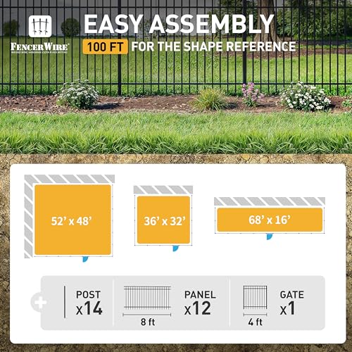 Fencer Wire Heavy Duty Flat Top Fence Barrier Kit 100FT Black