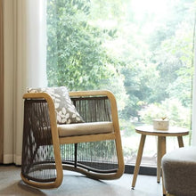 Apk i bc Rattan Single Courtyard Terrace Chair,Stable and Anti-Tipping, Suitable for Outdoor Patio Use, Includes 1 Cushion and 1 Pillow(Blue,65 * 78 * 88CM)