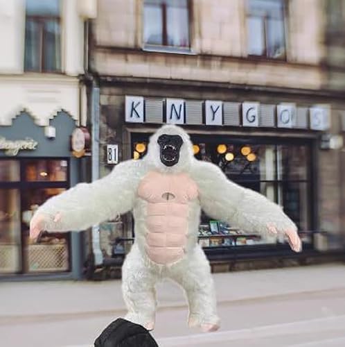 2.6m high White Inflatable King Kong Gorilla Costume for Adult Halloween Plush Furry Suit