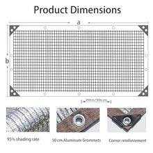 LCYGHA 95% Aluminum Shade Cloth, 14x36FT Car/Dog Sun Reflective aluminet Fabric,Silver Reflective Sun Shade Net Cover with Grommets,Breathable,Sun/UV/Heat Blocking for Camping,RVs,with Accessories