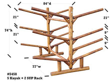 Log Kayak Rack 5 Kayak or Canoe Plus 2 SUP or Surfboard Canyon Brown Finish