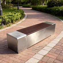 JS Ellie Outdoor Bench with Storage Function, Featuring Solid Wood seat and Metal Frame, with Doors on Both Sides, Suitable for Parks, patios, and porches 150cm