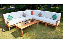 TeakStation Napa 8 Piece Teak Sectional Lounge Sofa Set - 2 Lounge Arm Chair (Left & Right), 4 Armless Chair, 1 Corner Piece & 1 Coffee Table - Furniture only #TSSSSNP