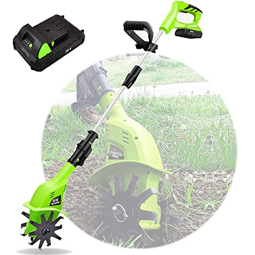 Vdniduir Tiller Rotavator Cordless,Portable Electric Hand Tiller,Hand Held Soil Cultivators, 97-127cm Adjustable Handle, for Gardens
