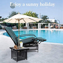 Skiway Outdoor Patio Recliner with Hand-Woven Wicker,Rust-Resistant Frames and Small Side Table Set of 3(Peacock Blue),2 seats
