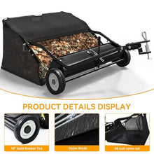 YINTATECH 48in Tow Behind Lawn Sweeper, 26 cu. Ft Leaf Grass Collector