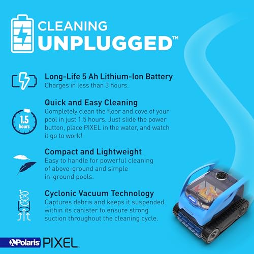 Polaris Pixel Compact Cordless Robotic Pool Cleaner Blue