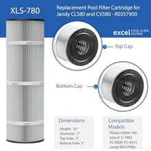 Excel Replacement Pool Filters for Jandy CL580 | Replaces R0357900, PJAN-145, C-7482 and FC-0820 Cartridges | XLS-780 4PACK Filters