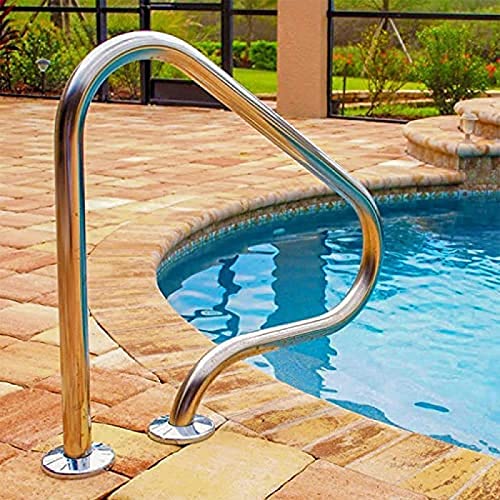MAZY·URBAN Swimming Pool Handrails, 3-Bend Swimming Pool Safety Handrails, Perfect Handle Swimming Pool Grab Ladder, for Inground Pool Entry,Full Set Accessories