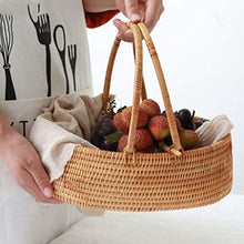 Rattan Oval Picnic Basket Easter Basket Grocery Basket, Brown (Color 2 piece set)