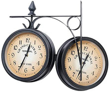ZYBB Outdoor Garden Wall Clock, 8 Inch Double Sided Paddington Station Antique-Look Bracket Indoor Outdoor Decoration Outside Clock(Color:Black)