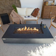Positano Concrete Fire Pit 60" x 31.9" Outdoor Patio Firepit Includes Fire Glass Modern Fire Pits & Outdoor Fireplaces for Garden, Deck, Indoor & Outdoor Heating
