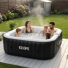 EZLIFE 4–6 Person Square Inflatable Hot Tub with Multicolor LED Lights