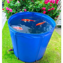 Zfmnoyev Pool Above Ground, Collapsible Rain Barrel, Portable Water Storage Tank, Circular Canvas Fish Pond with Bracket, Outdoor Swimming Pool (Color : Blue, Size : 1.2X1m-1100L)