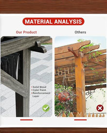 DEXSO 10' x 12' Cedar Wood Pergola with Retractable Shade Canopy Charcoal Gray