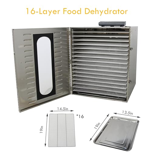 BREVELTION Food Dehydrator 16 Layers Silver