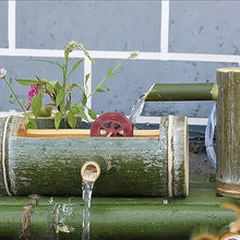 GenSDH Natural Bamboo Fountain Kit, Solar Powered Feng Shui Zen Water Feature with Rotating Wheel, Circulating Water Ornament, for Patio Pond Bird Bath Garden Balcony, 27.6In,27.6in(70cm)