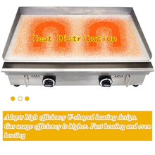HQHAOTWU Countertop Gas Griddle LPG Gas Griddle Outdoor Flat Cooking Grill Griddle 2000Pa Stainless Steel BBQ Plate Grill 50-300℃ Temperature Controllable Camping Natural Gas Griddle with 2 Burners