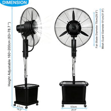 MARIYCH Outdoor Misting Fan, Industrial Oscillating Fan for Patios, Adjustable Height 3 In 1 Pedestal Cooling with Mister for Camping/Backyard,32in