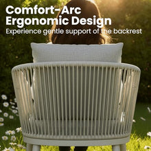 Aeeiua Patio Dining Chairs Set of 6, Modern Rattan Woven Rope Outdoor Dining Chairs with Cushions for Balcony, Poolside, Backyard