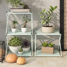 IBONSON Multi Tiered Plant Stand Indoor Outdoor Iron Folding Storage Rack Flower Rack Balcony Simple Potted Plant Storage Rack Plant Rack Corner Outdoor Plant Stand(L:46.5CMX40CMX79CM)